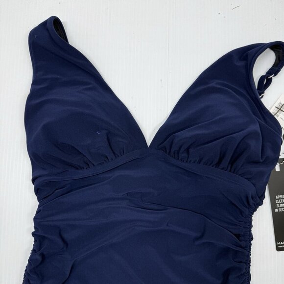 Magicsuit Navy Blue Ruched Tankini Swim Top Slimming Size 10 Pool Vacation Beach - Picture 5 of 12